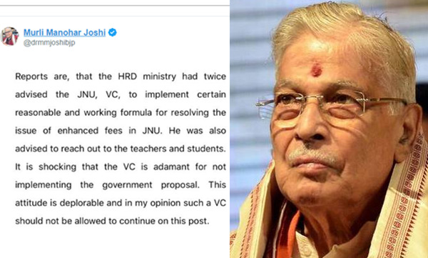 Sack JNU VC urges BJP veteran MM Joshi
