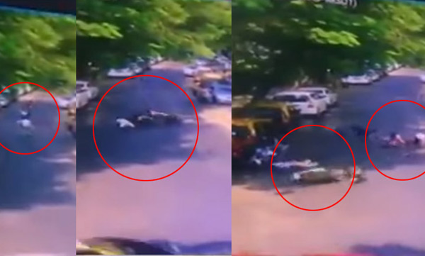 traffic violation bike got accident video viral 
