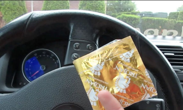 condom in car