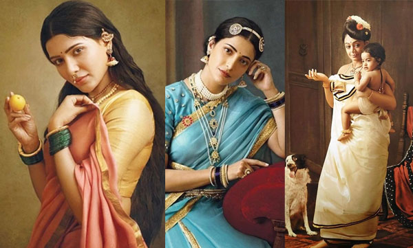 സുന്ദരം! രവിവര്മ്മ ചിത്രങ്ങളെ അനുസ്മരിപ്പിക്കുന്ന മേക്കോവറില് താരങ്ങള്- ചിത്രങ്ങള് വൈറല്