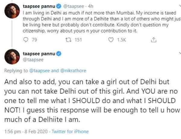 thapsi replied to netizen who comment on tapsis photo 