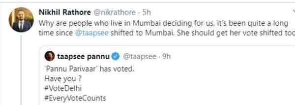 thapsi replied to netizen who comment on tapsis photo 