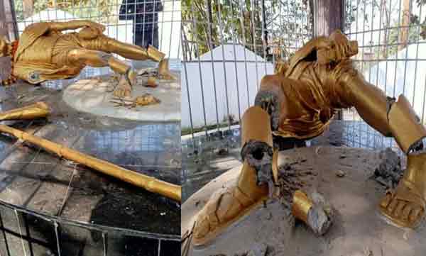 mahatma gandhis statue broken jharkhand 