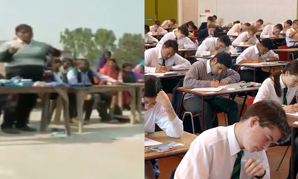 school principal gives instructions to students appearing in state board examination