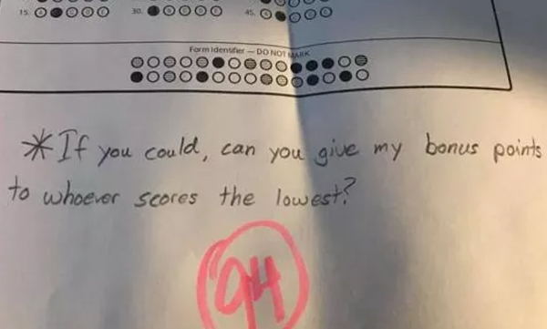 Teacher Hails Student who Requested to Give His Bonus Points to Classmate Scoring Lowest