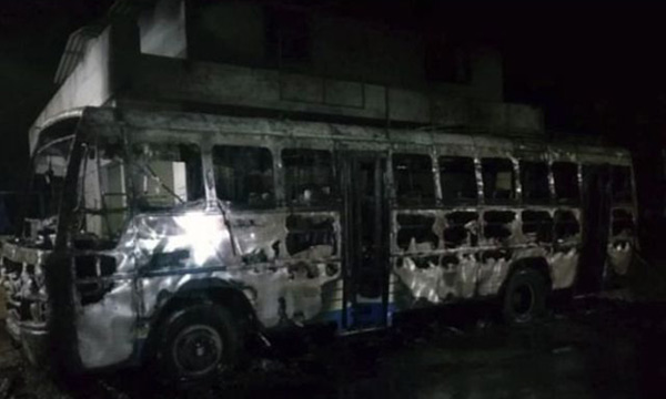 bus burned in fire