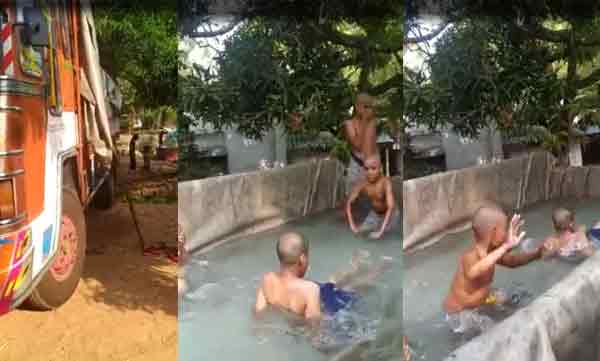 ലോക്ക് ഡൗണില്‍ ലോറി സിമ്മിങ് പൂളാക്കി മലയാളി 