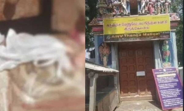 Man held for throwing meat into temples