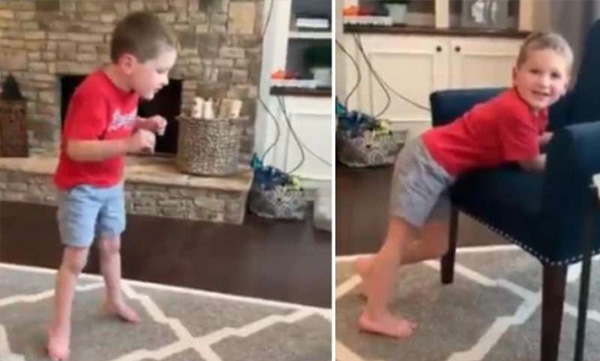 kid who have cerebellar atrophy is taking his first step heart touching video 