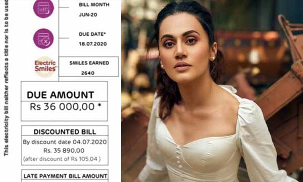 thapsi pannu shares electricity bill