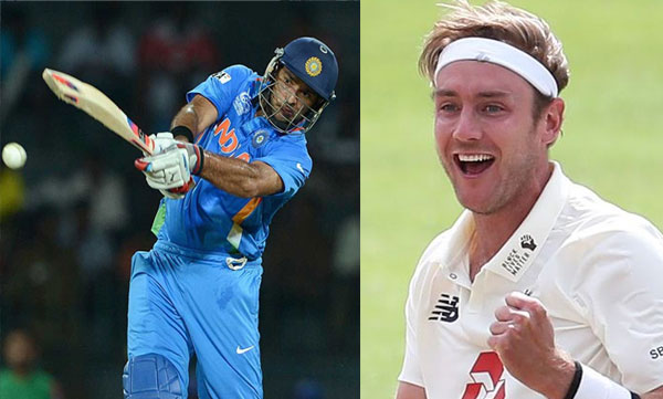 yuvaraj sing congrats stuart broad on his 500 wicket in test 