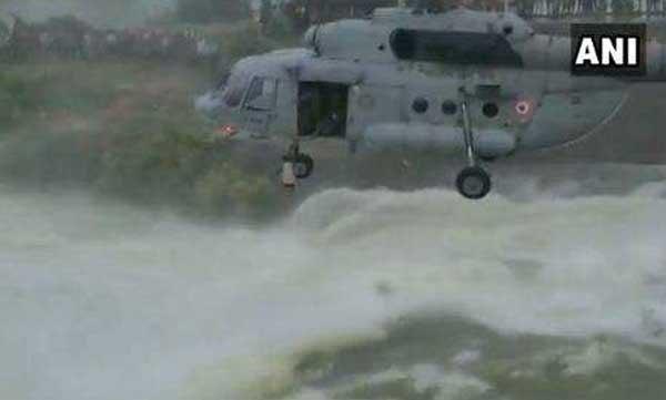 Watch : IAF rescues man stuck in heavy flow of wastewater weir in Chhattisgarh
