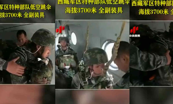 chinees troops practising parachute fear mook video