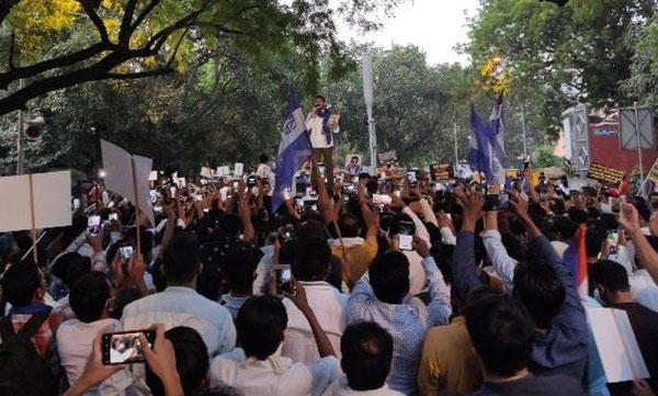 bhim army dumped garbage outside the house of hathras district magistrate