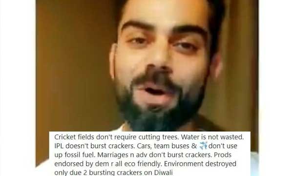 Virat Kohli Trolled for Urging Fans to not Burst Crackers on Diwali