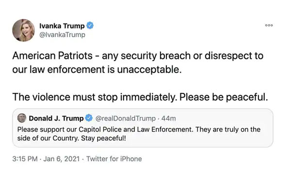 Ivanka Trump Calls Rioters "American Patriots", Then Deletes Tweet