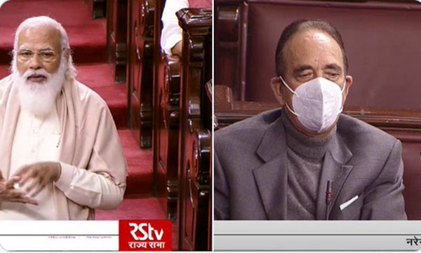  PM Modi during farewell to retiring members in Rajya Sabha