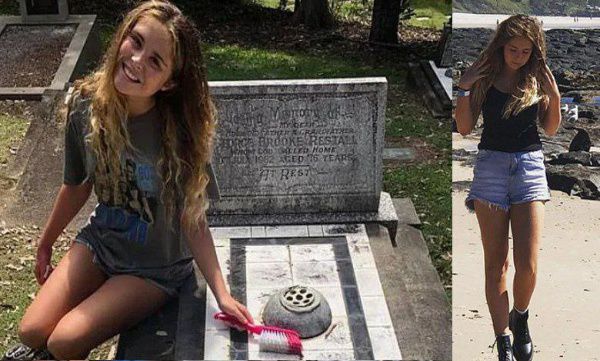 Cleaning cemetery girl 