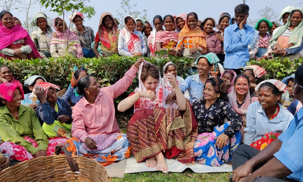 priyanka gandhi vadra tries hand at plucking tea leaves in assam