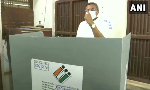 Congress Leader Karti Chidambaram Casts Vote