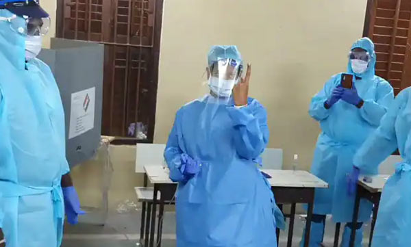 DMK's Kanimozhi, Covid Positive, Votes In PPE Suit In Chennai