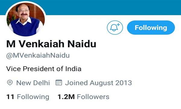 Twitter Drops Blue Tick From M Venkaiah Naidu's Personal Handle