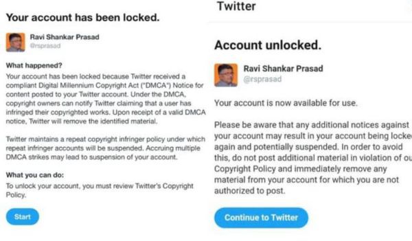 Minister Ravi Shankar Prasad's Account Was Locked
