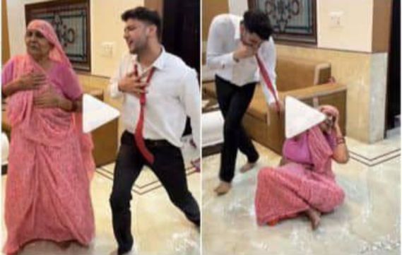 Grandmother dance with grandson