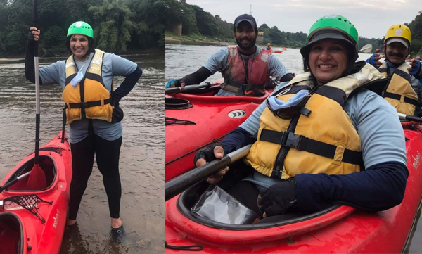 Nisha Jose K Mani rowing in Chaliyar to reach the people with awareness through kayak