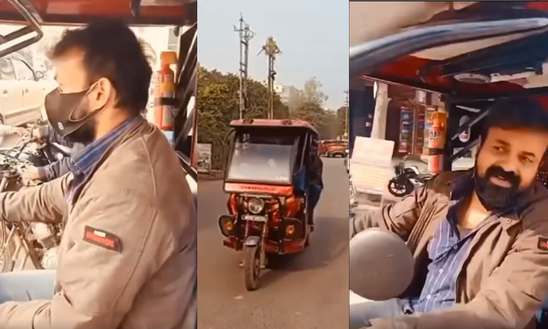 Kunchakko Boban shares a video in which he drives an Electric Autorickshaw in Noida