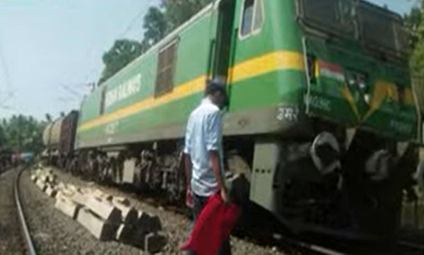 Goods train derailed in trissur