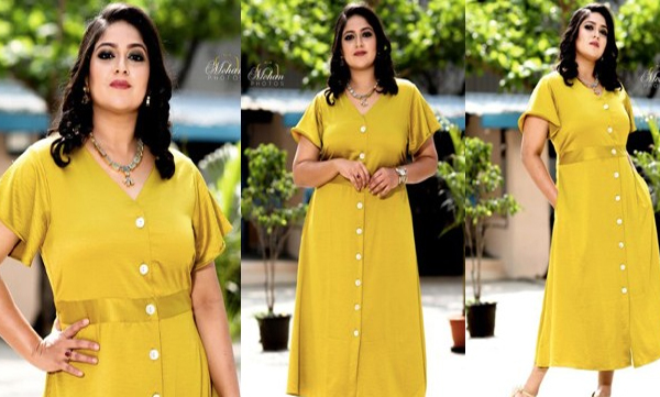 actress-meghnaraj-in-yellow-midi-dress-fashion-pictures