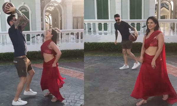 Sunny Leone Playing Volleyball In Hot Saree with husband