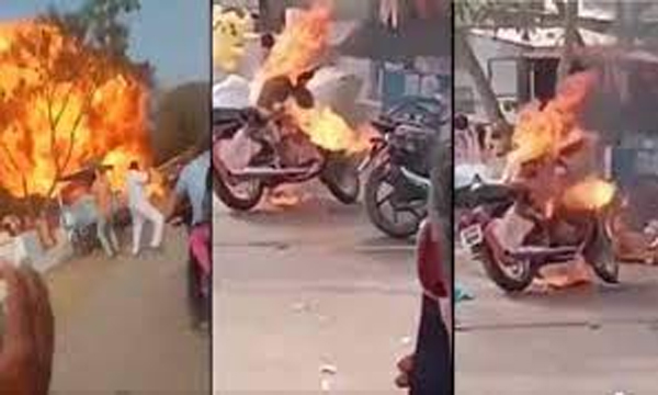 new-royal-enfield-bike-catches-fire-in-andhra-pradesh-royal-enfield-bike