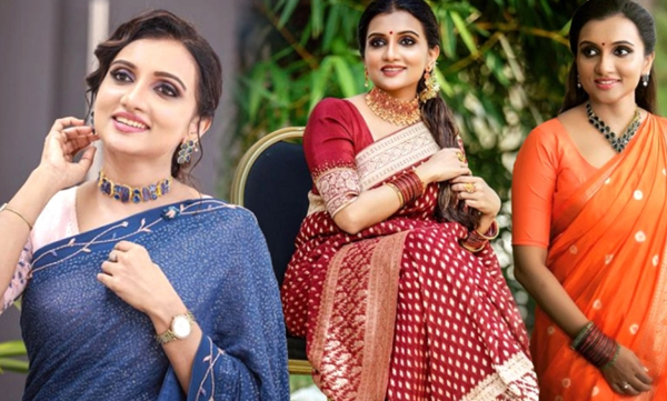 singer-manjari-shares-new-saree-pics-in-social-media