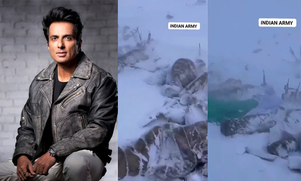 Indian army soldier sleep on snowfall ice sonu sood shared video viral