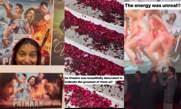 Padmapriya watch Pathaan movie in first day first show with SRK fans