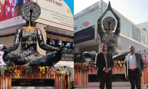 A huge statue made of e waste