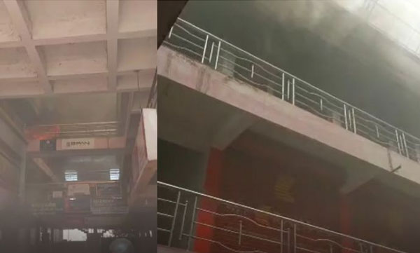 A two-storey building caught fire