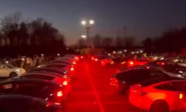 Light show by 150 Tesla cars in America to the rhythm of Natu Natu song