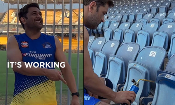 Chennai super kings captain MS Dhoni painted the seats in the stadium, video went viral
