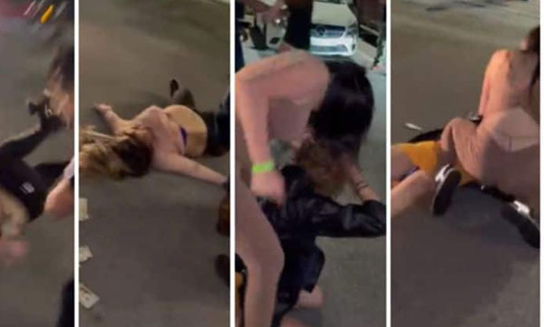 This is the beating of female tigers. A fight broke out between women in front of the night club