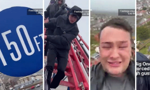 people trapped on a roller coaster was rescued from a height of 235 feet during a 112 km storm