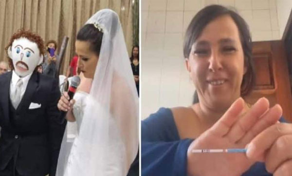The woman married the doll and revealed that she was pregnant for the second time