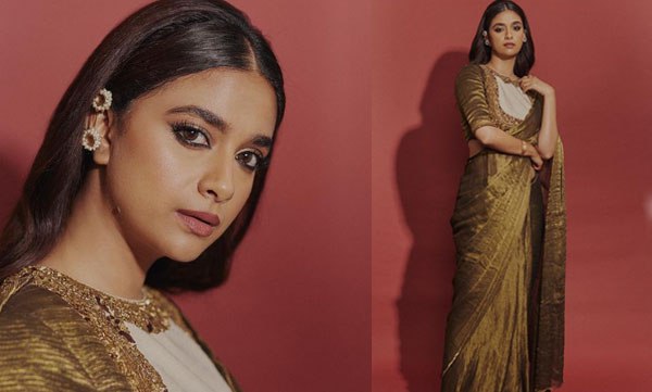 Keerthy suresh look stunning in brown saree