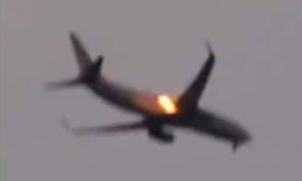 The plane caught fire following the bird strike and an emergency landing averted a major accident