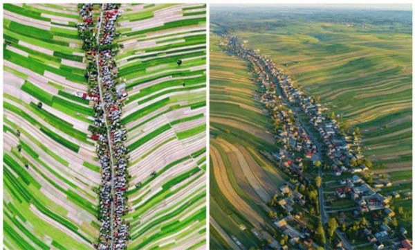 an aerial picture of th long stretch of street has gone viral