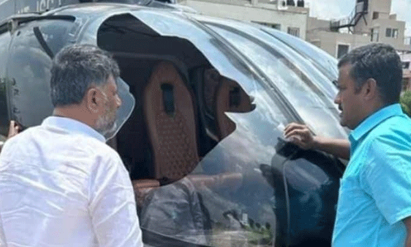 karnataka congress president dk shivakumar helicopter hit by eagle lands safely