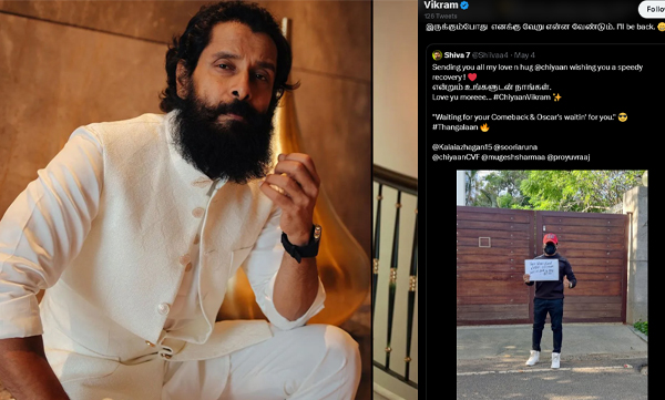 Vikram breaks silence on his injury and tweets that he will be back