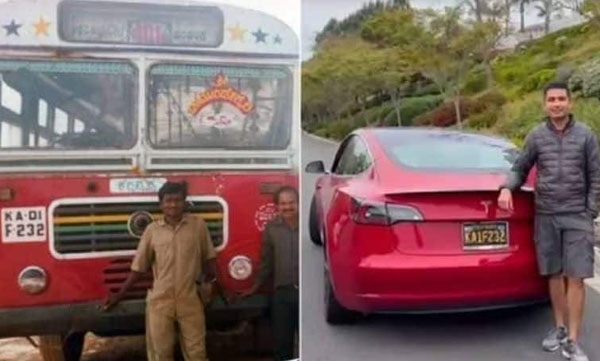 Years later, Tesla bought the car...and got the number of the bus he used to take to school as a child